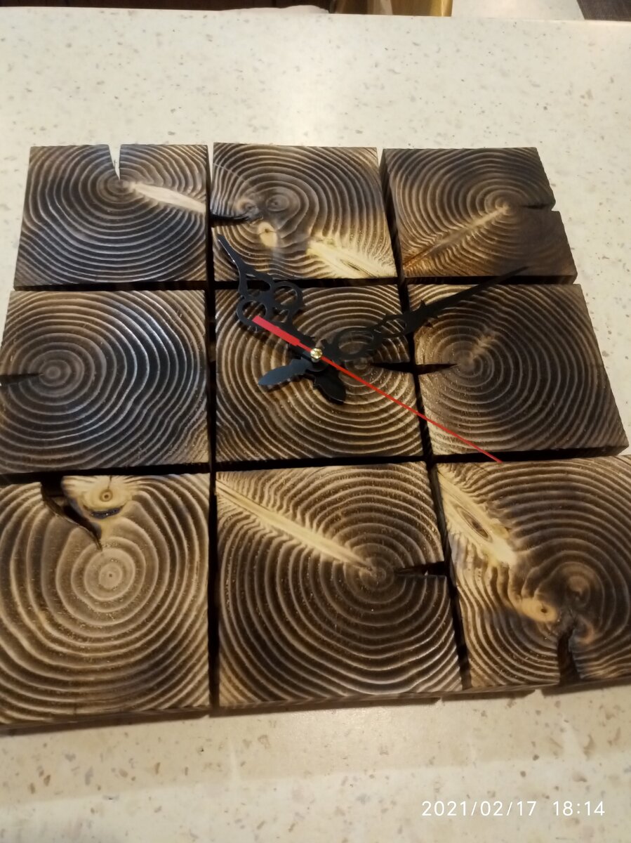 Часы с бруска 100×100 толщина 30мм