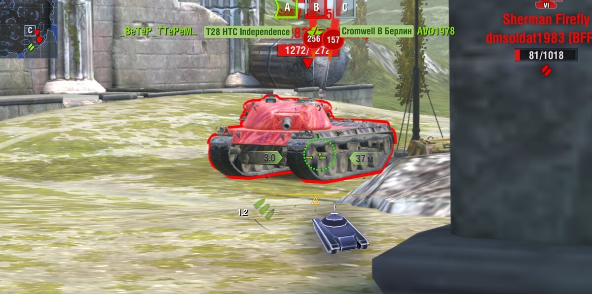 Наш герой в прицеле (орудие с системой дозарядки, 208мм пробоя, башня и влд неуязвимы на бронебойных)