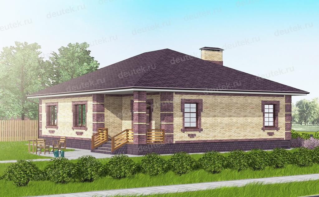 Проект простого одноэтажного дома 128 м2 из газобетона - DT0306
