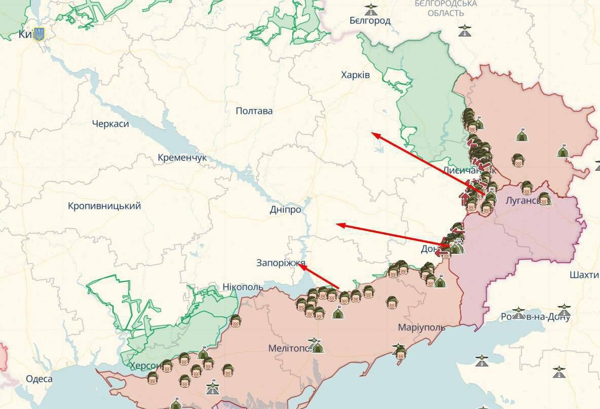 Донецкая херсонская запорожская карта