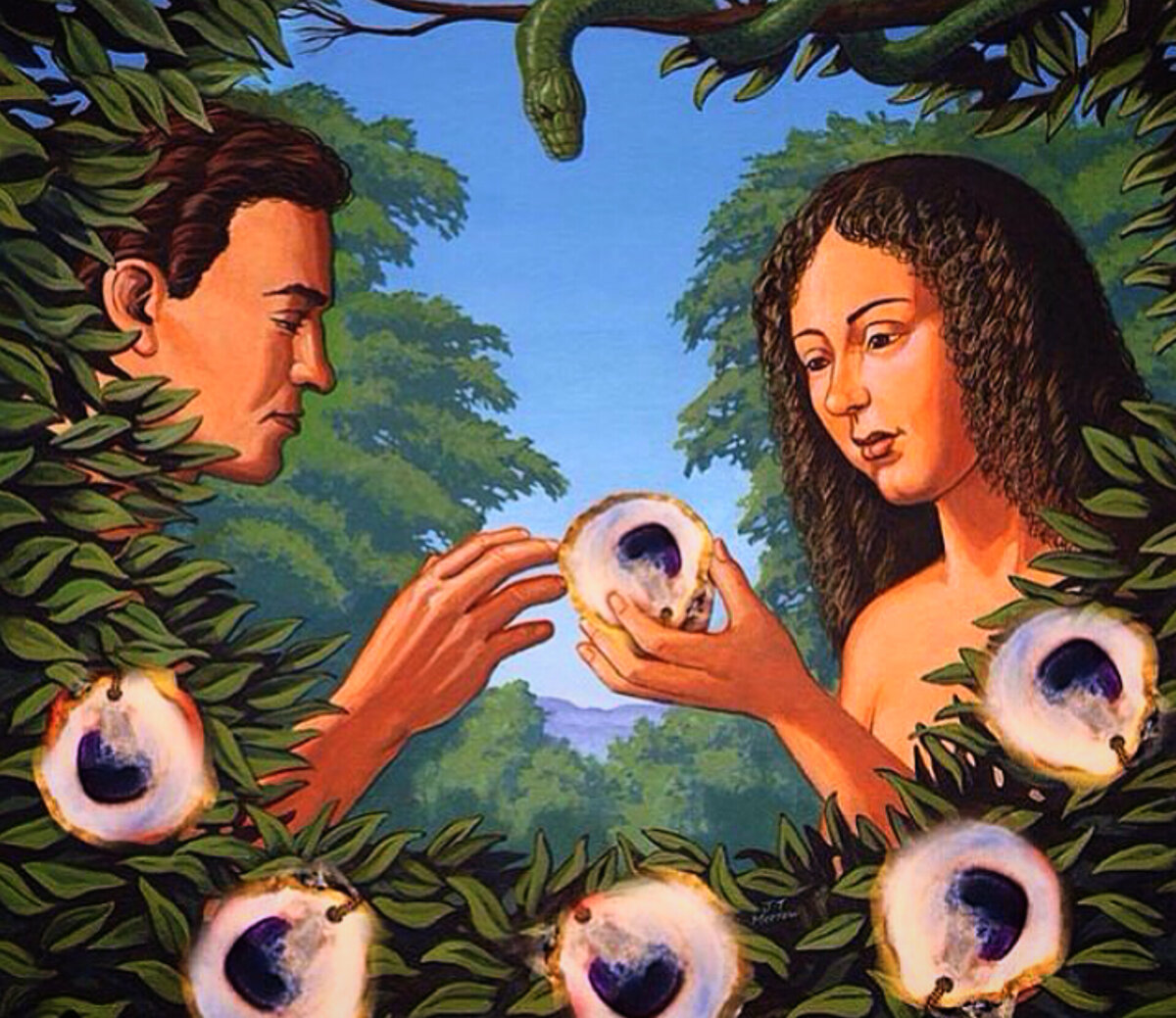 Адам и ева масляными красками