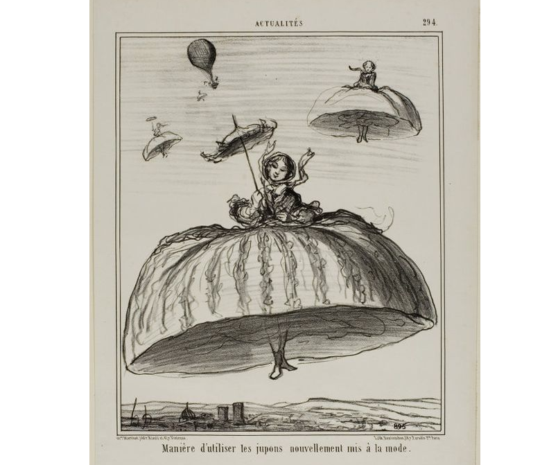 "Ещё один способ использования новомодных юбок", Оноре-Викторин Дамьер, 1856. (с) из коллекции Художественного института Чикаго