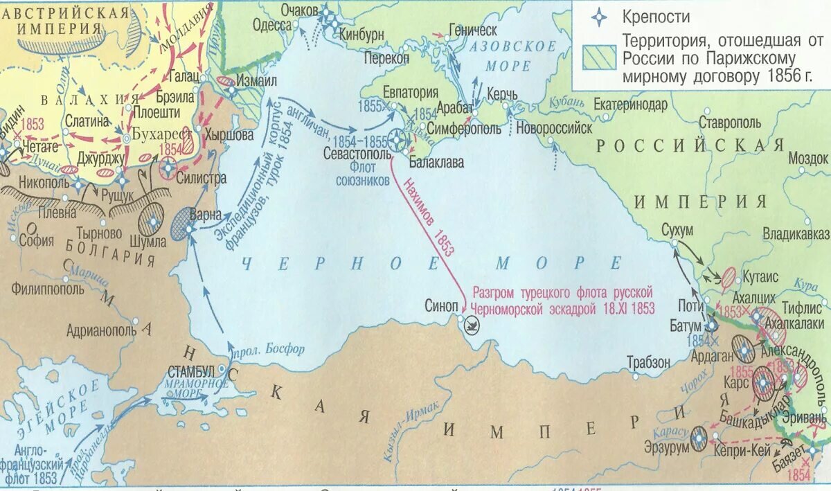 Военные действия Крымской войны. Изображение из открытых источников.