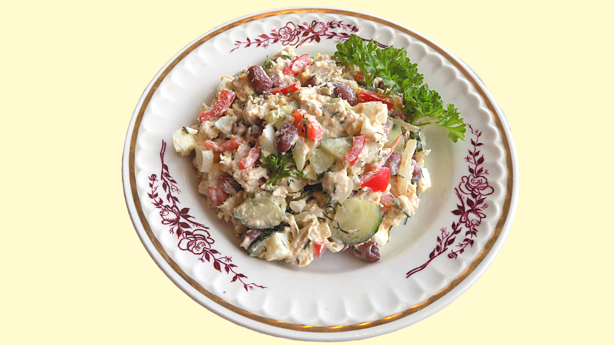 Салат с фасолью и куриной грудкой – пошаговый рецепт приготовления с фото
