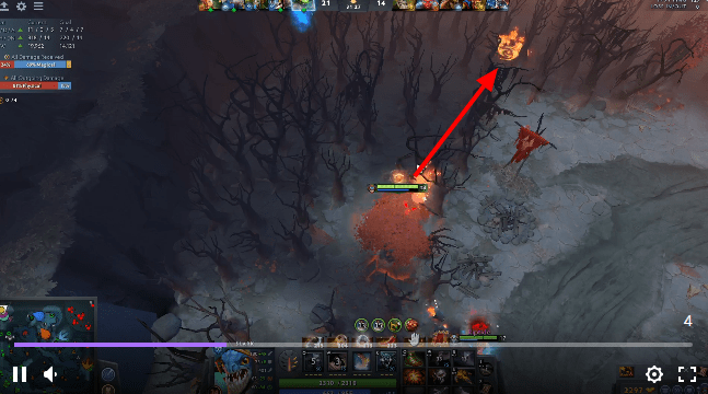 Стрелкой показана точка телепортации QoP