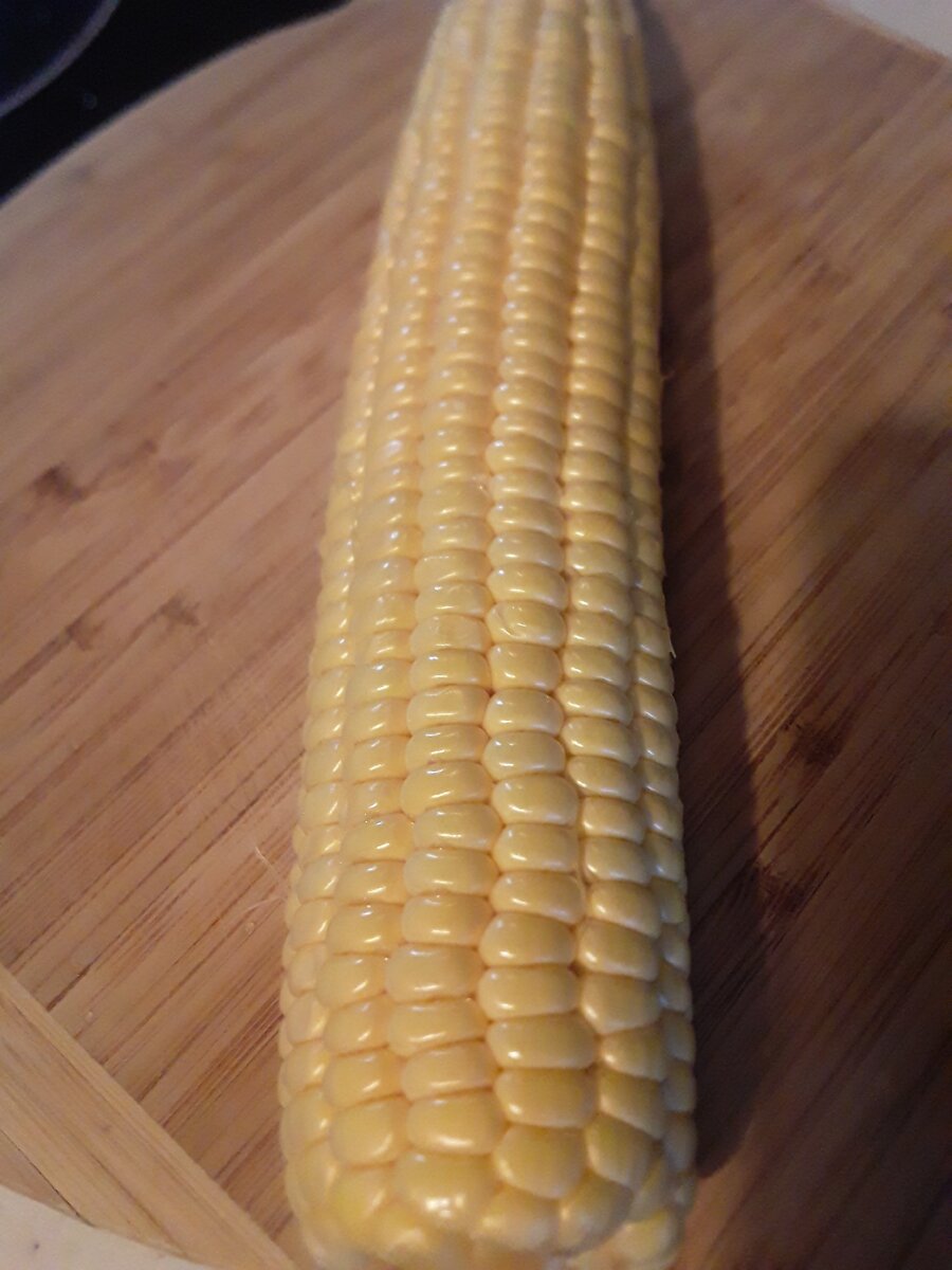 довольно крупный початок кукурузы