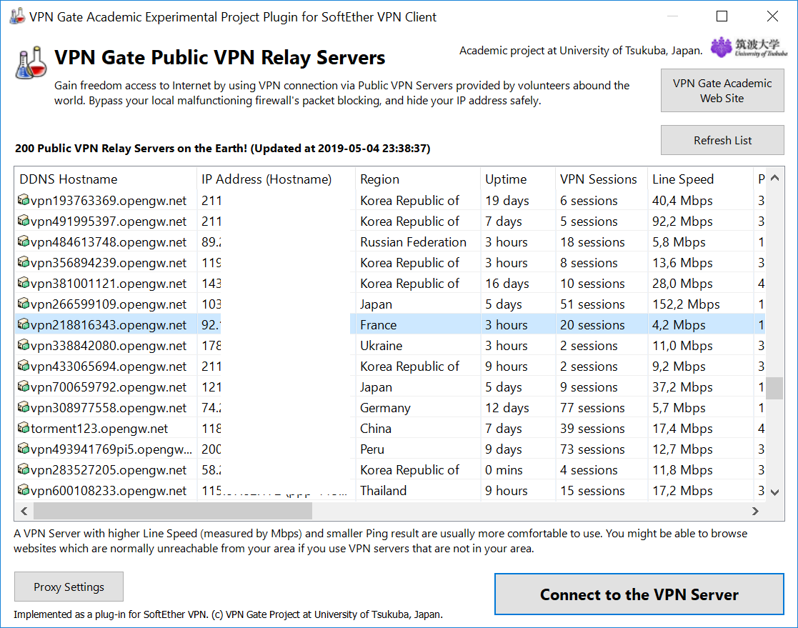 Softether VPN Gate.