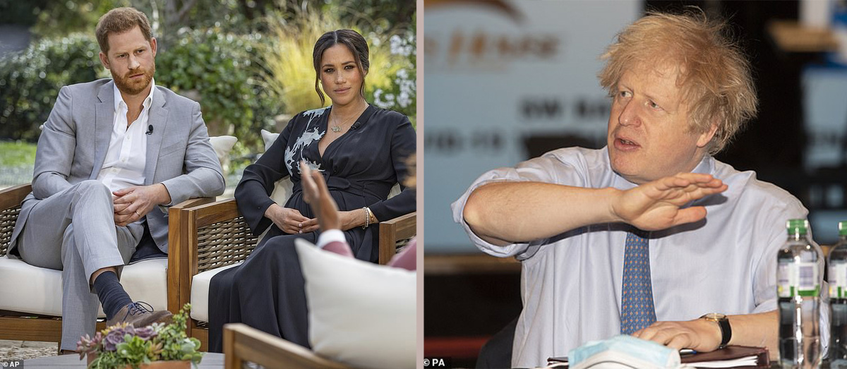 Принц  Гарри и Меган, Борис Джонсон (источник: Daily Mail)