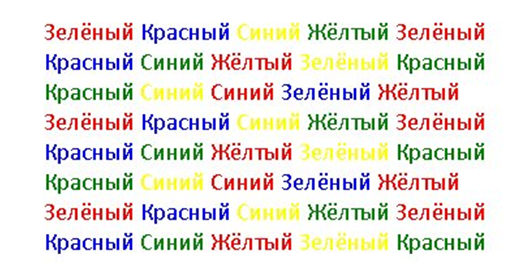 Язык другим цветом. Таблица струпа упражнение на концентрацию внимания. Струп тесты для скорочтения. Слова разного цвета. Слова разными цветами.