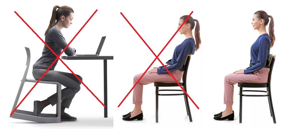 Еще примеры 2 неправильных поз. Крайняя правая - "поза сидящего самурая" (условно). Мой коллаж. Источники фото: fb.ru + Myfamilydoctor.ru