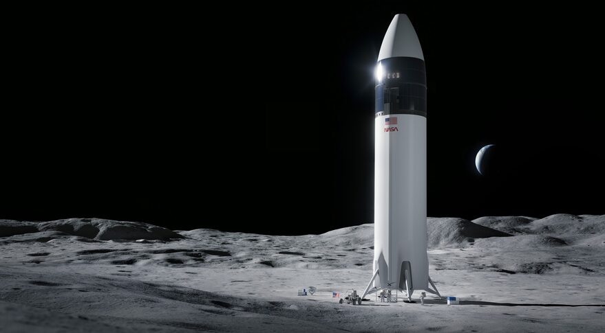 НАСА выбрало компанию SpaceX для контракта на сумму 2,89 миллиарда долларов на разработку лунного спускаемого аппарата и демонстрационную миссию на поверхность Луны. Иллюстрация: SpaceX