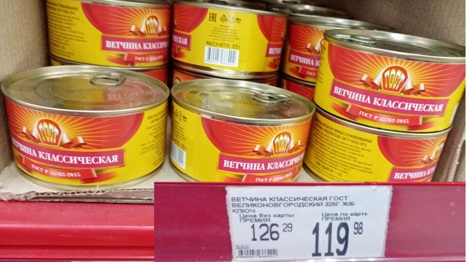 Ценник на ветчину классическую