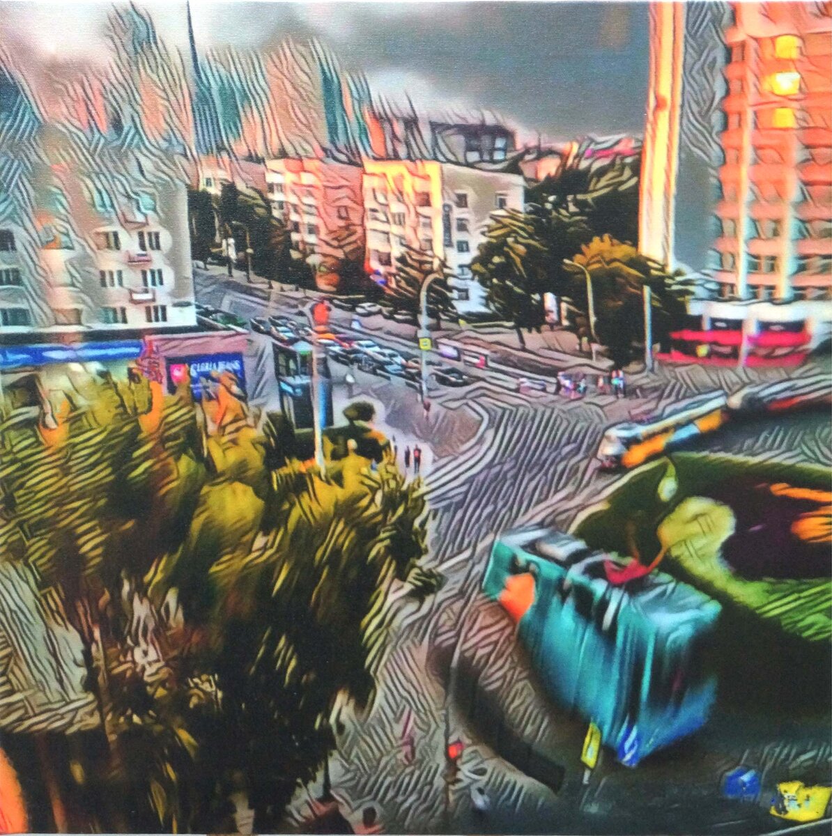 Ганзин Вов Растущий мотив 45х45 холст авторский принт 2021 г  