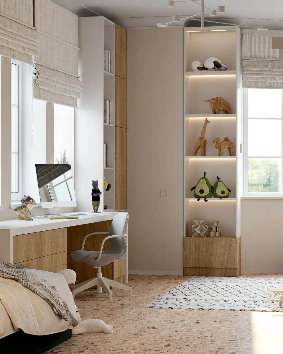 Лаконичный стеллаж с большими полками