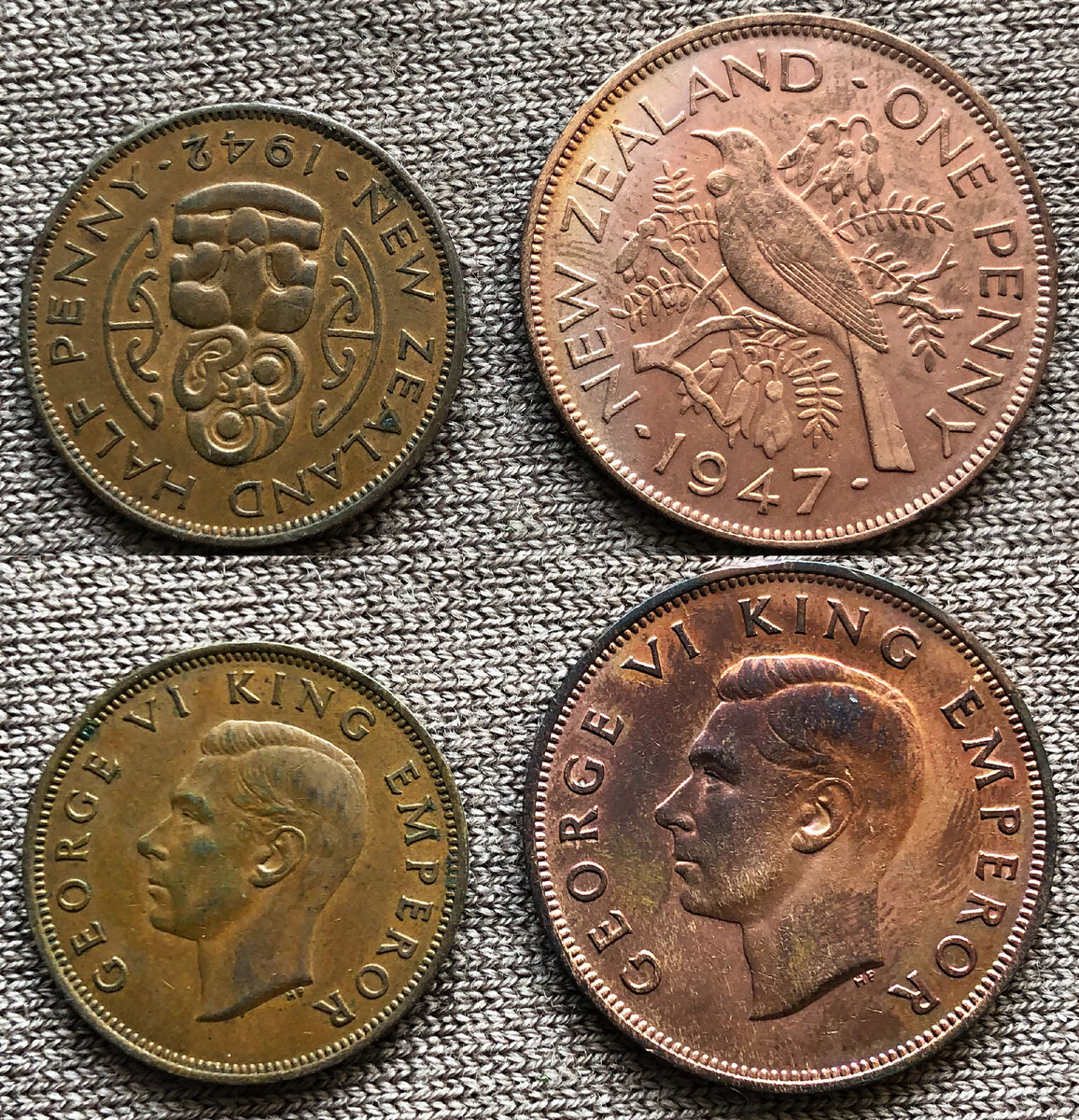 1/2 пенни и 1 пенни. Новая Зеландия. Фото автора.