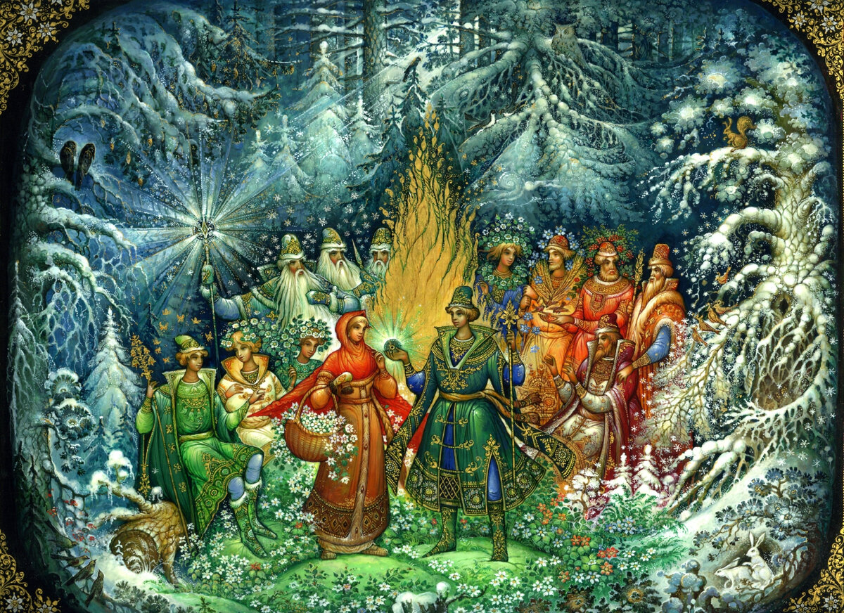Палех, лаковая миниатюра, 12 месяцев