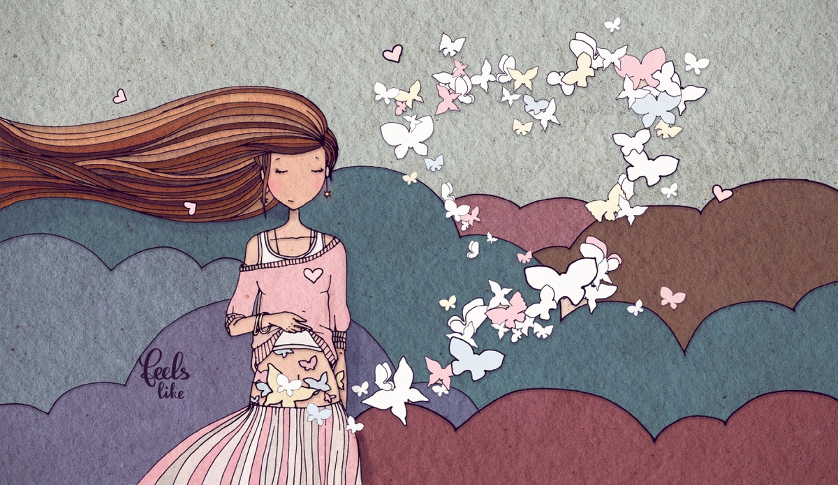 Бабочки в моём 19 - летнем животе заказали свой портрет