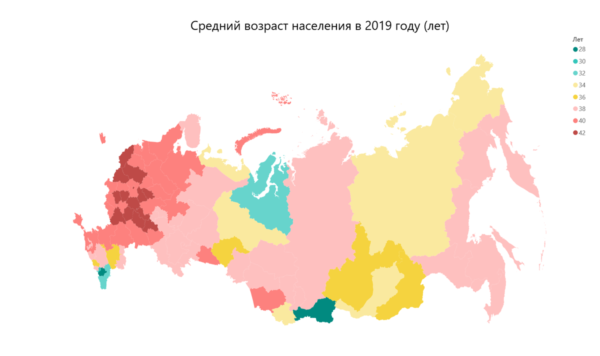 17 регион население. Средний Возраст населения России 2020. Карта населения России по регионам. Средний Возраст населения карта. Карта среднего возраста населения