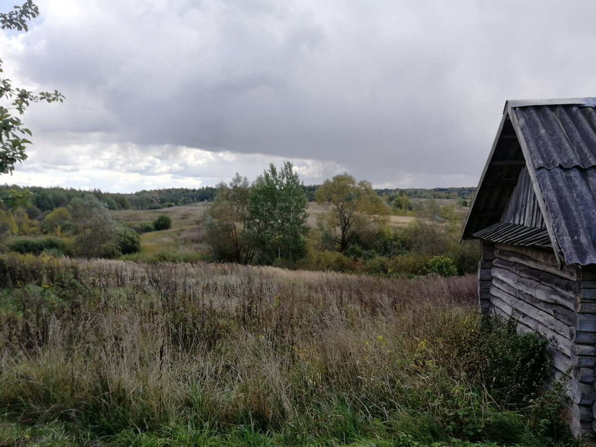 Весенний пейзаж в моей деревне, увы, прошлогоднее фото. Баня соседа и бесконечные поля