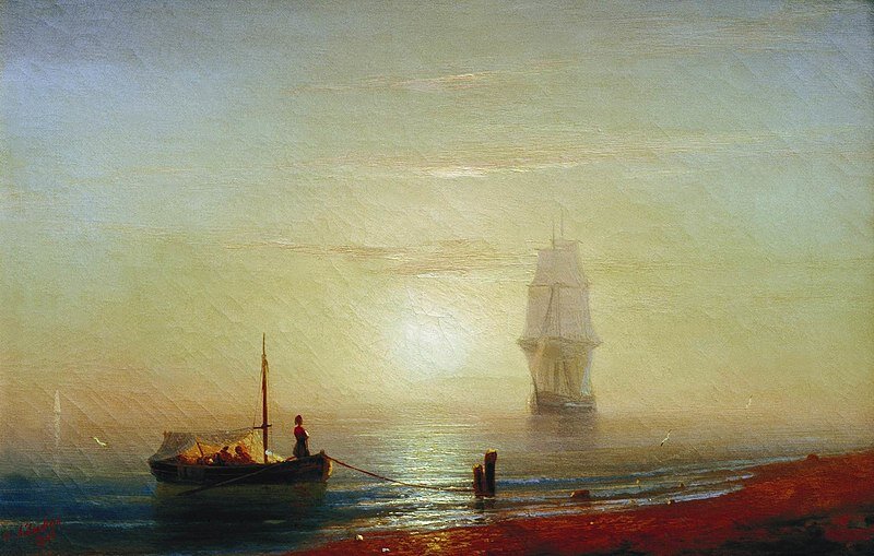 Закат на море, И.К. Айвазовский. 1848 год. Холст, масло, 36×43 см