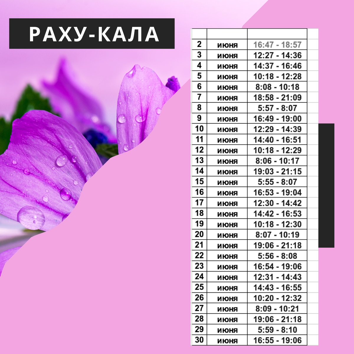 Раху-Кала июнь 2020г. @astrorays.svetlana