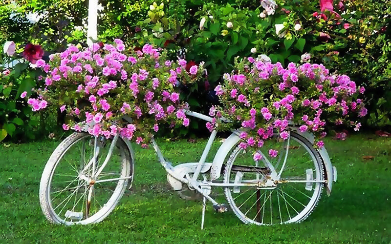 Кованные велосипеды для сада