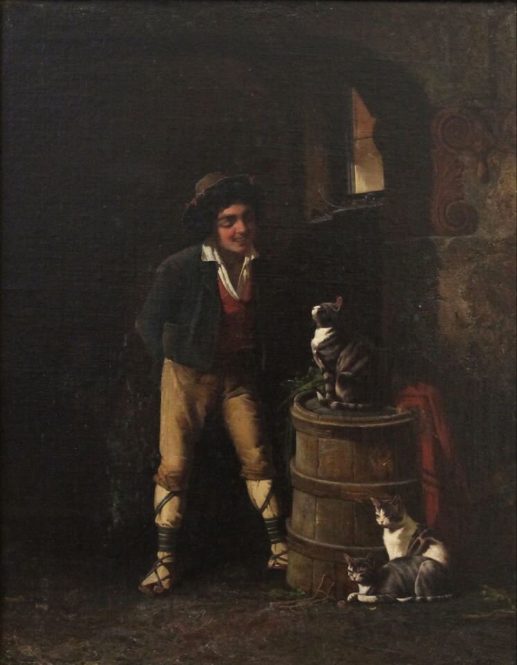 Риццони Александр Антонович (1836-1902). Мальчик с кошками. СИХМ