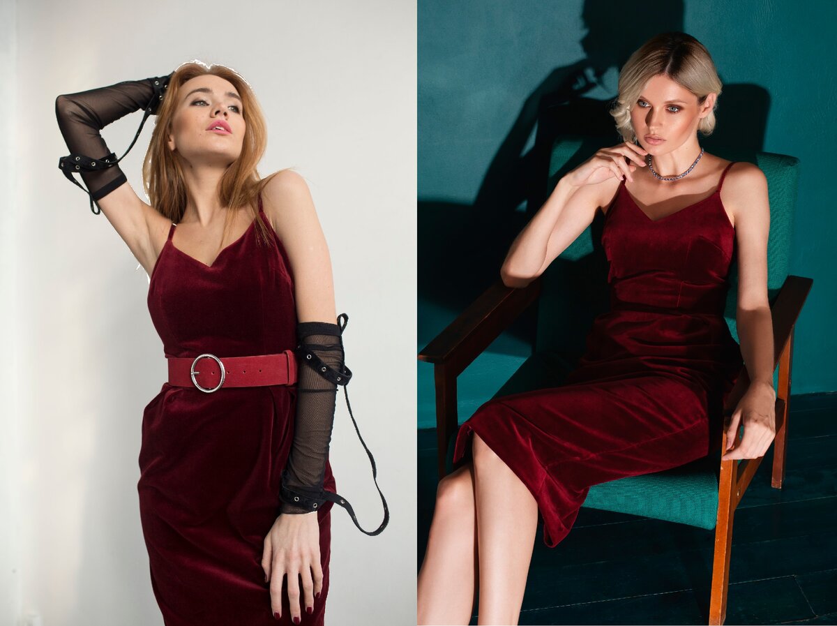 Одно и то же платье по-разному передает характеры моделей.