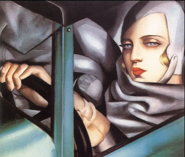 Тамара Лемпицка. Автопортрет в зеленом «Бугатти» (фрагмент).