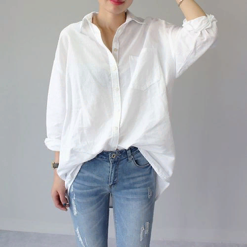 Белая рубашка оверсайз