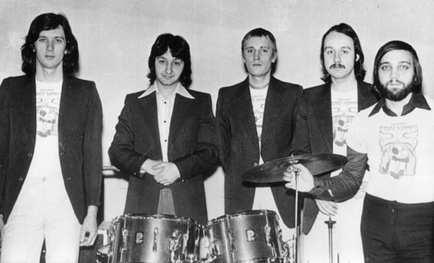 Группа "Цветы", состав 1976 года: Константин Никольский, Стас Намин, В. Сахаров, Алик Микоян, Юрий Фокин.
