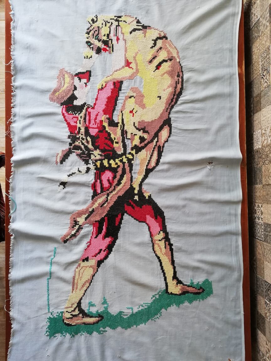 "Витязь в тигровой шкуре"  винтажная вышивка
