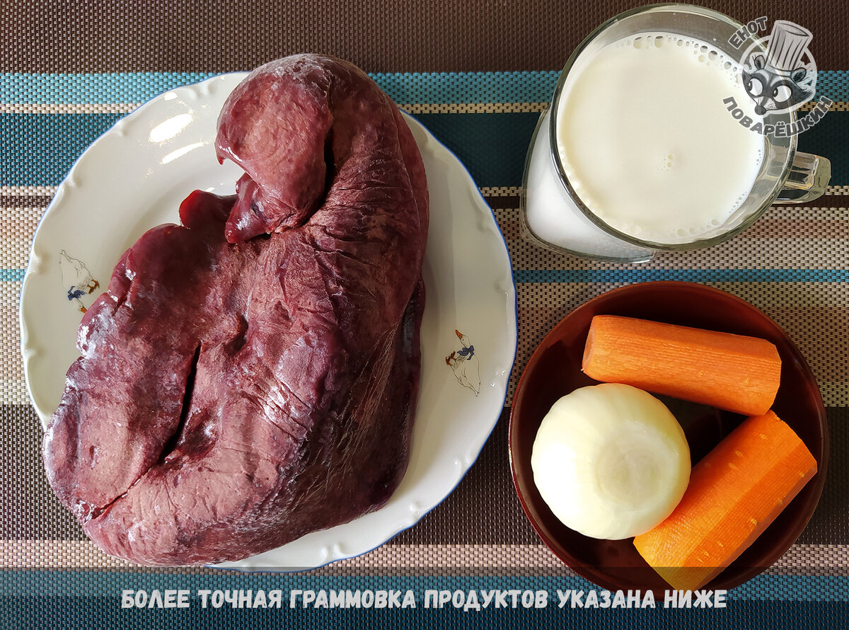 Ингредиенты для тушеной печени в молоке 