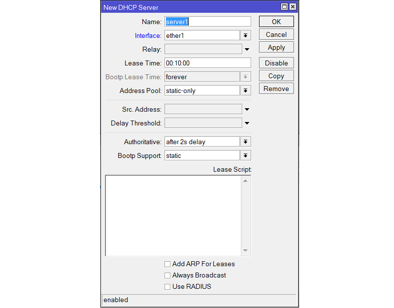 Настроенный DHCP сервер. Настройка DHCP. Опции DHCP сервера. Микротик сервер.