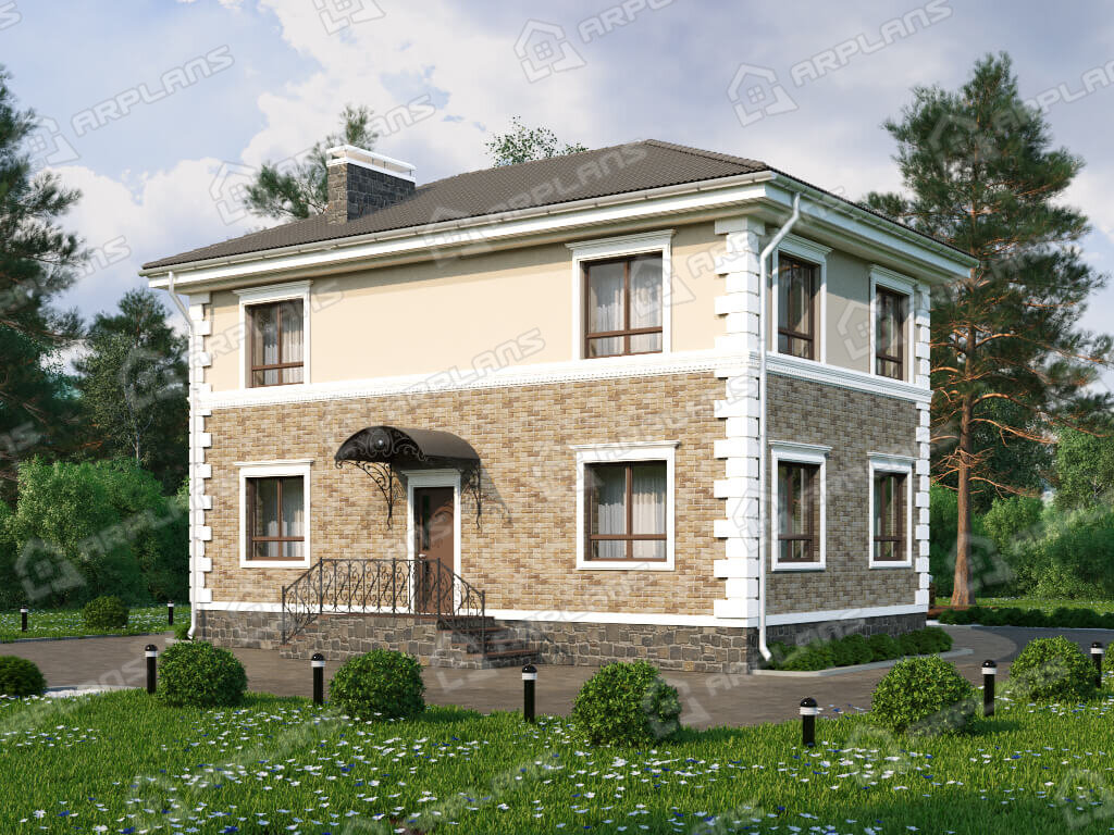 Фото 2 двухэтажного дома из газобетона с 4 спальнями, 120 кв м. Источник arplans.ru Проект К-283
