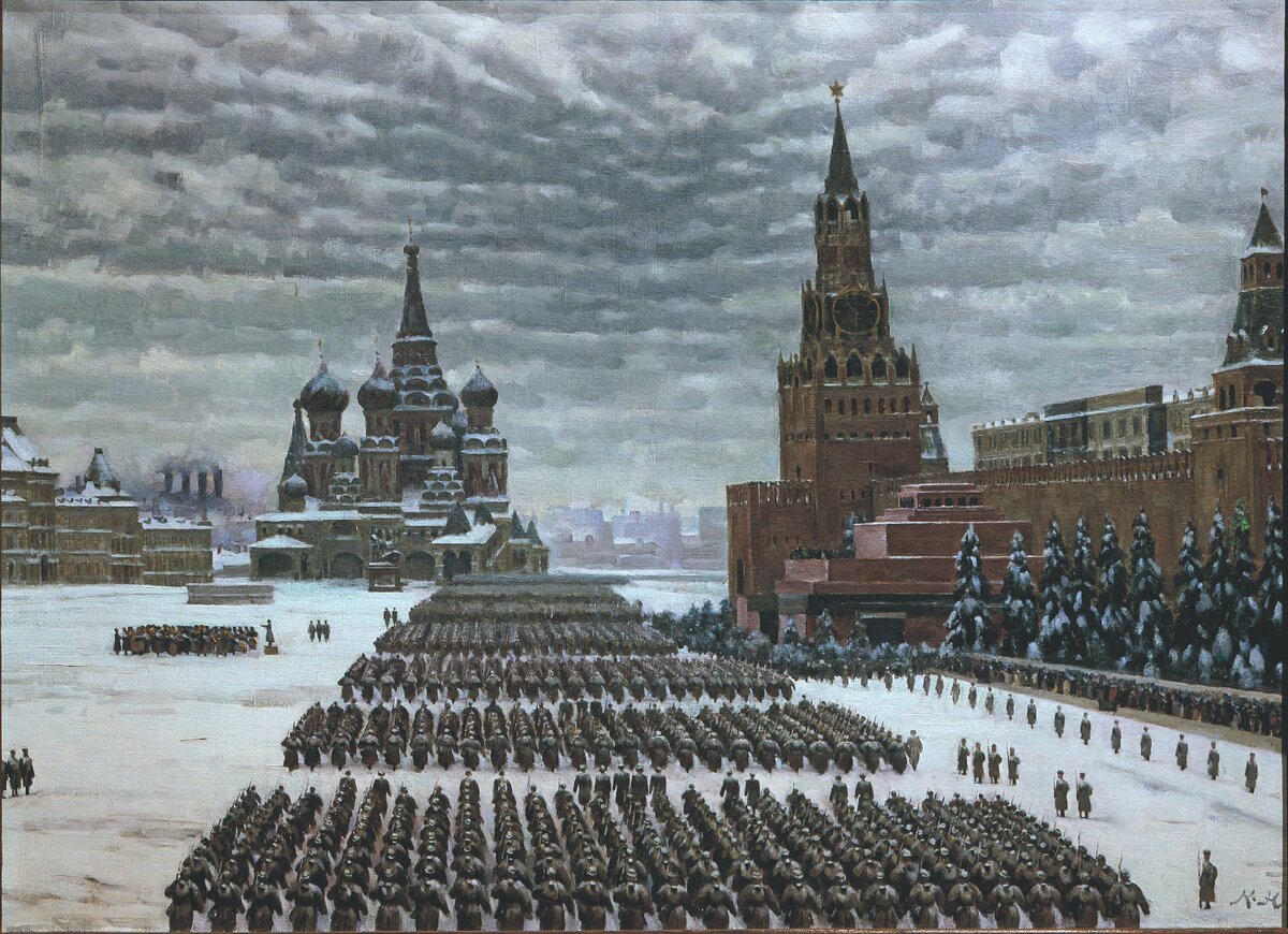 К. Ф. Юон. «Парад на Красной площади в Москве 7 ноября 1941 года», 1942 год