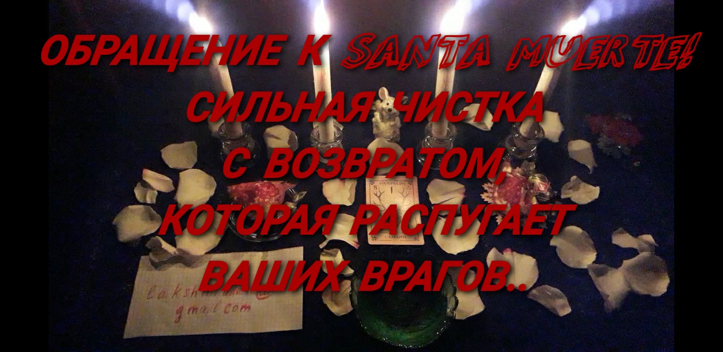 ЧИСТКА ОТ НЕГАТИВА С ВОЗВРАТОМ ВСЕХ ГАДОСТЕЙ ВАШИМ ВРАГАМ. РИТУАЛ ОНЛАЙН С  ОБРАЩЕНИЕМ К SANTA MUERTE.