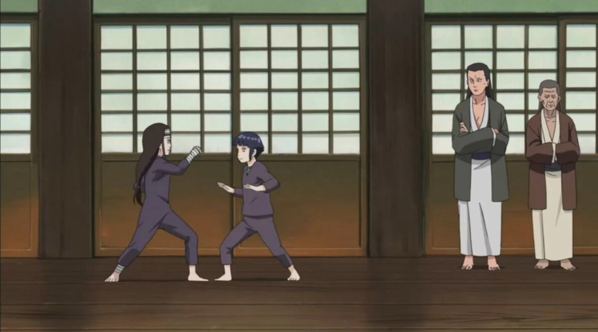 Тренировка Хинаты и Неджи в детстве