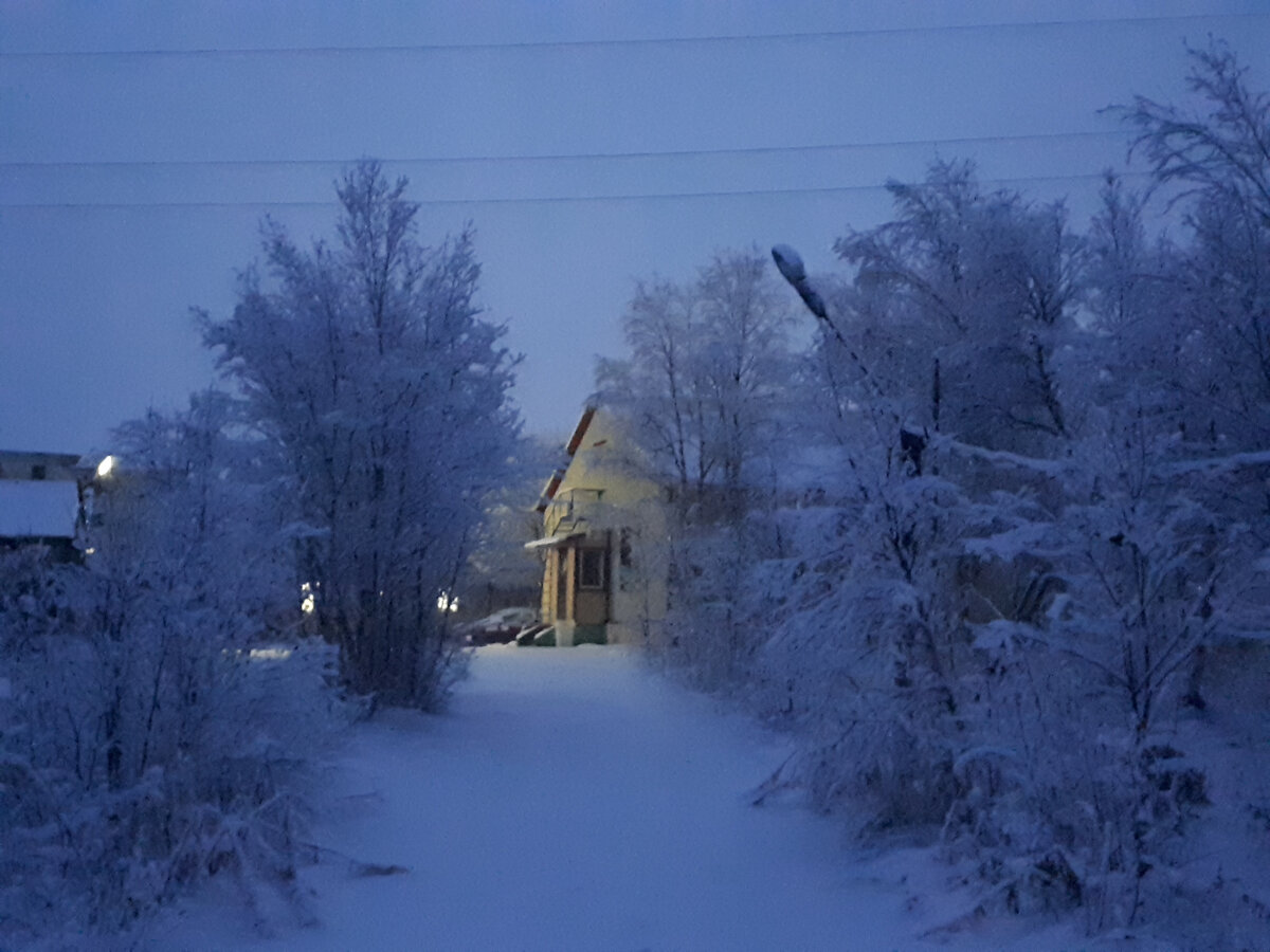 Навалило снега. Я пробиваюсь к зданию метеостанции.