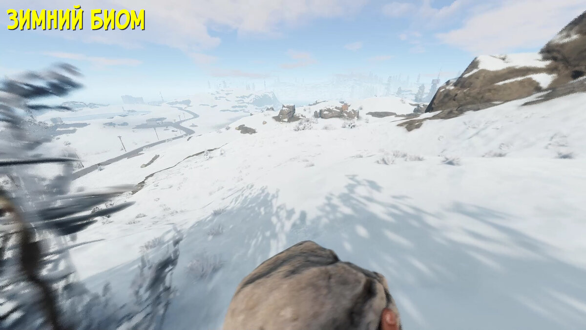 Зимний биом
Эта местность наиболее богата ресурсными камнями, тут гораздо проще добыть камень, металл и серу, но гораздо сложнее найти дерево, а ткань так вообще не растёт. Ещё один минус выживания в зиме – постоянная низкая температура, которая будет очень сильно усложнять ваше выживание и постоянно отнимать здоровье, если вы оделись недостаточно тепло или намокли.

Также зима – это излюбленное место крупных кланов, основная цель которых – рейды. Часто бывает ситуация, когда во всем зимнем биоме есть всего пара огромных кланов и больше никого, ведь те самые кланы за несколько дней рейдят всех вокруг.