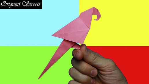 Попугай из бумаги - схема сборки оригами по шагам