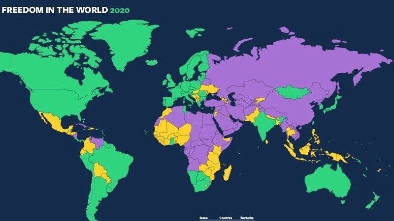 Свобода в мире по версии Freedom House 2020