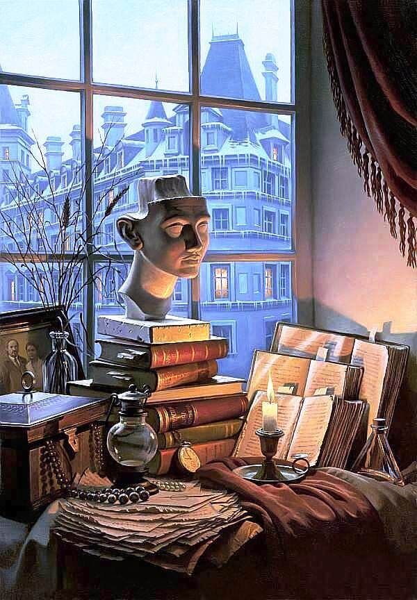 Когда в голове горит огонь знаний... / Иллюстрация на тему "Книжный червь" / Источник: Pinterest 