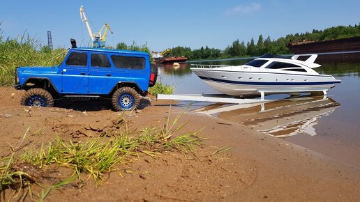 Спуск радиоуправляемого катера на воду! УАЗ 4х4