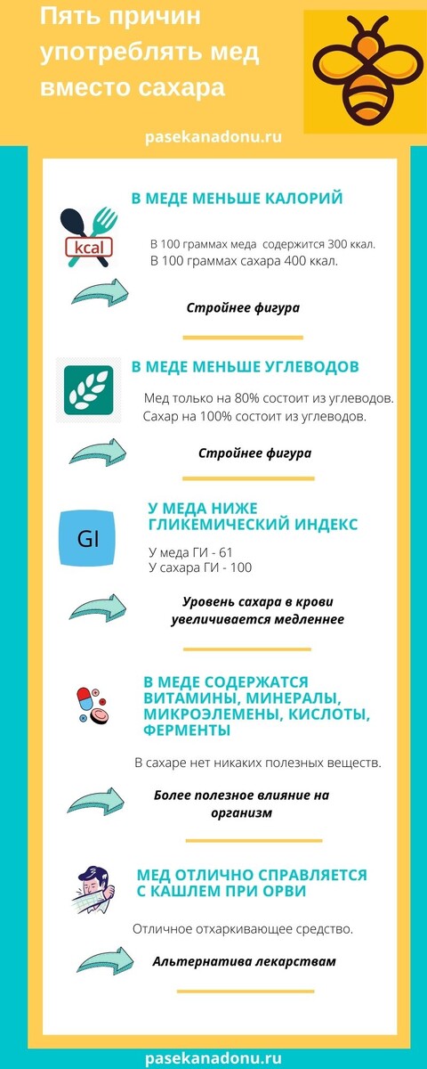 Сравнение меда и сахара