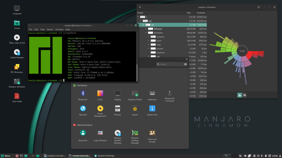 Рабочий стол Manjaro
