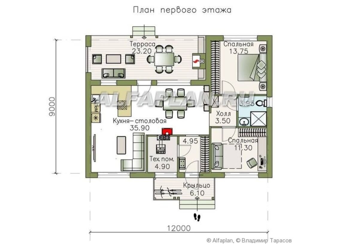 Проект экономичного одноэтажного дома 1012А «Вита», 86м2 | Популярные  проекты домов Альфаплан | Дзен