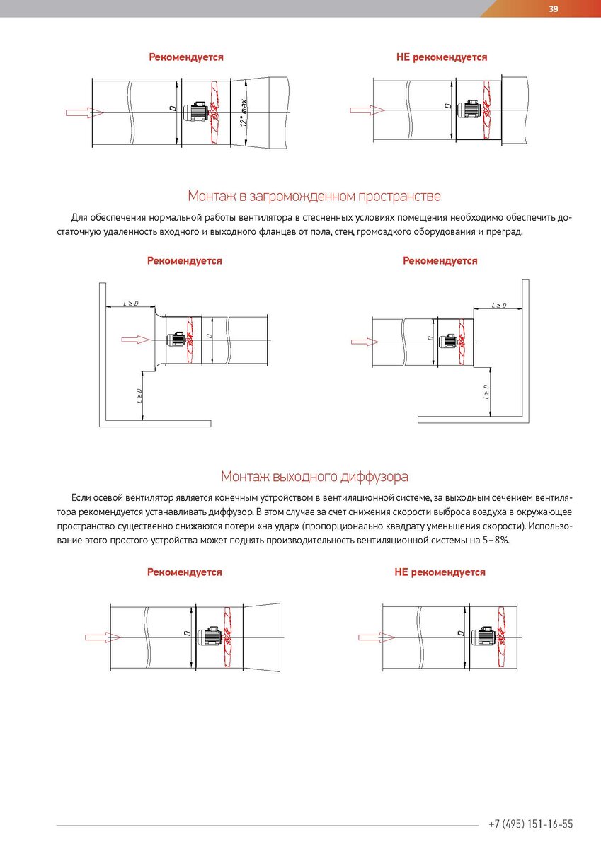Рис. 1 Рекомендации к установке вентиляторов в сети (окончание)