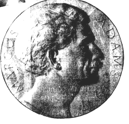 Бронзовый диск с профилем Маркуса Адамса работы скульптора Перси Портсмурта, 1938 год