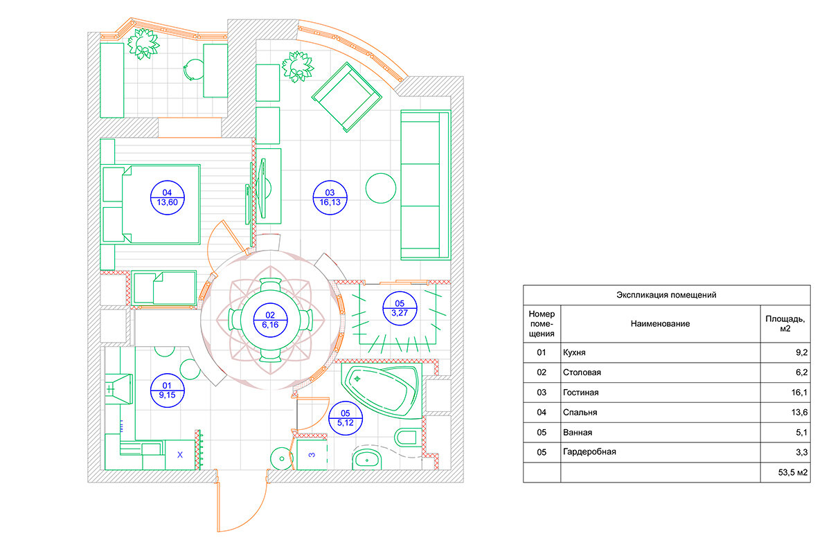 План 1-комнатной квартиры после перепланировки.